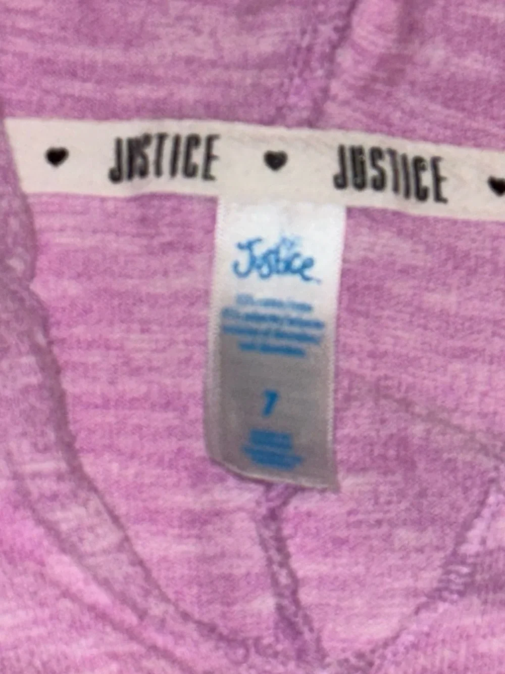 Justice Pink Hooded Long Sleeve Shirt with White Logo